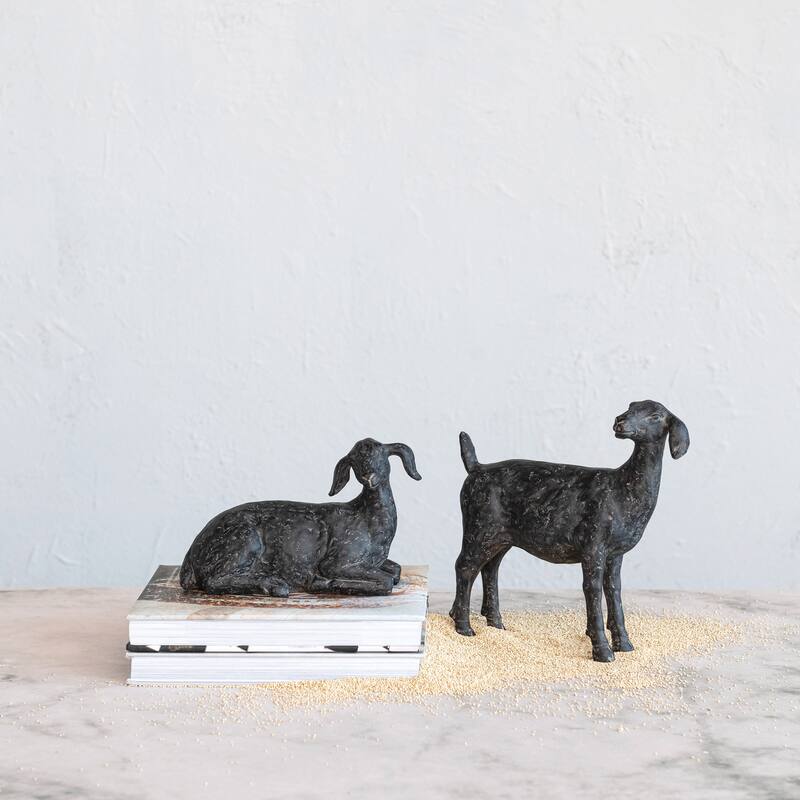 Resin Goat Accent Decor with Cast Iron Finish