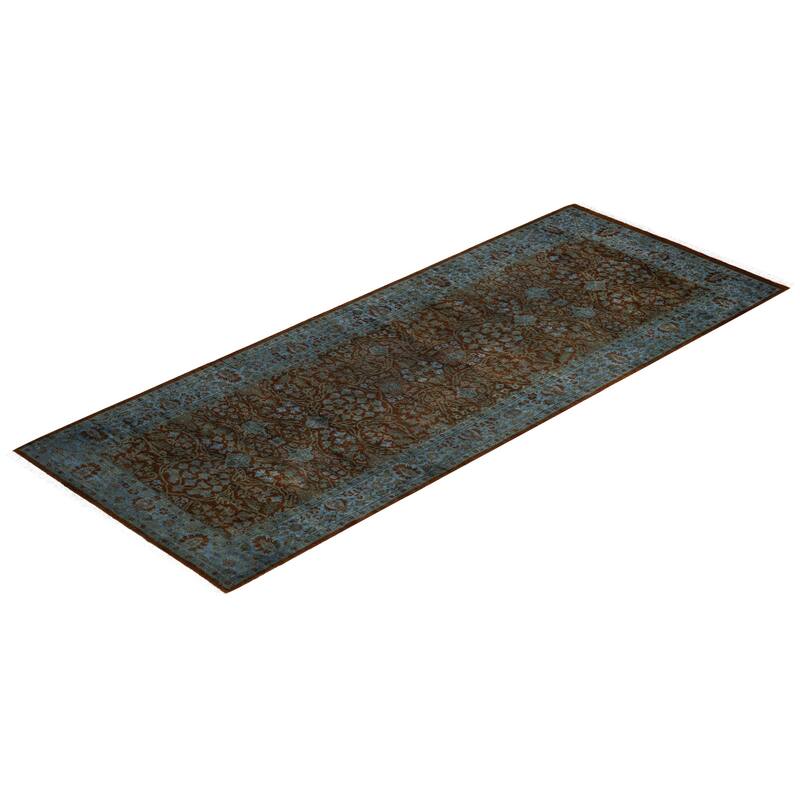 Overdyed One-of-a-Kind Hand-Knotted Runner Rug - Blue - 3' 0" x 7' 8"