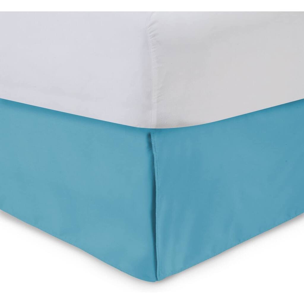 Tailored Bedskirt with Split Corners -14 inch Drop, Aqua, Twin XL
