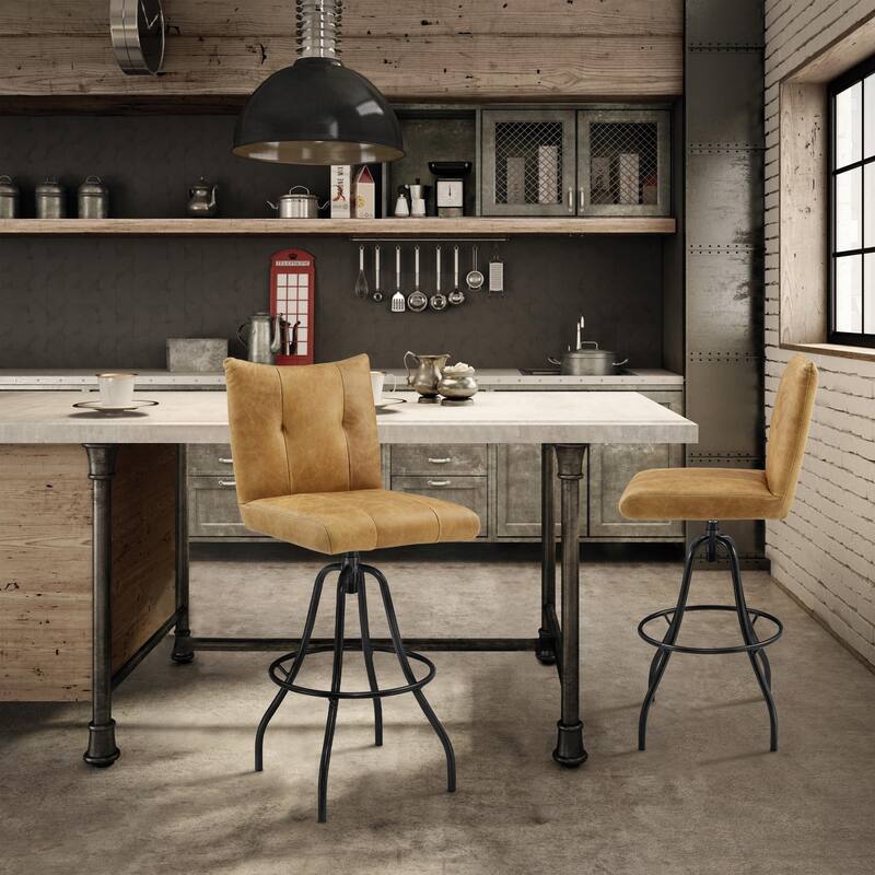 Art Leon Retro Leather Swivel Barstools