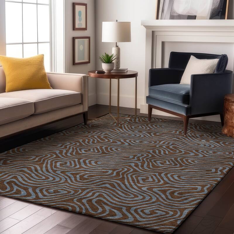 Premium Washable Super Soft Modern Maze Mayfield Rug - Brown - 3' x 5'