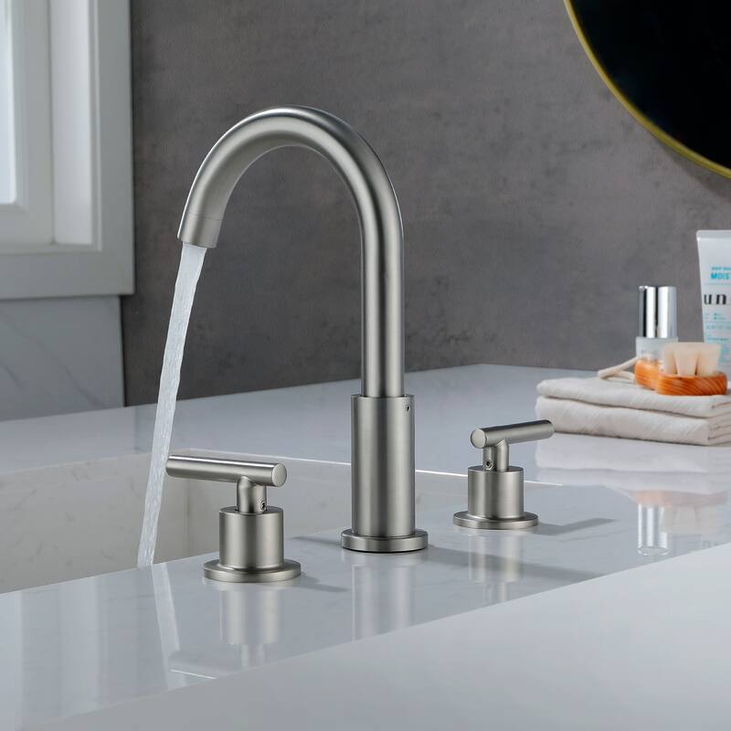 Widespread Bathroom Sink Faucet With Drain Assembly 3 Holes 8 Inch Bathroom Faucets Two Handle Modern Lavatory Basin Vanity Taps