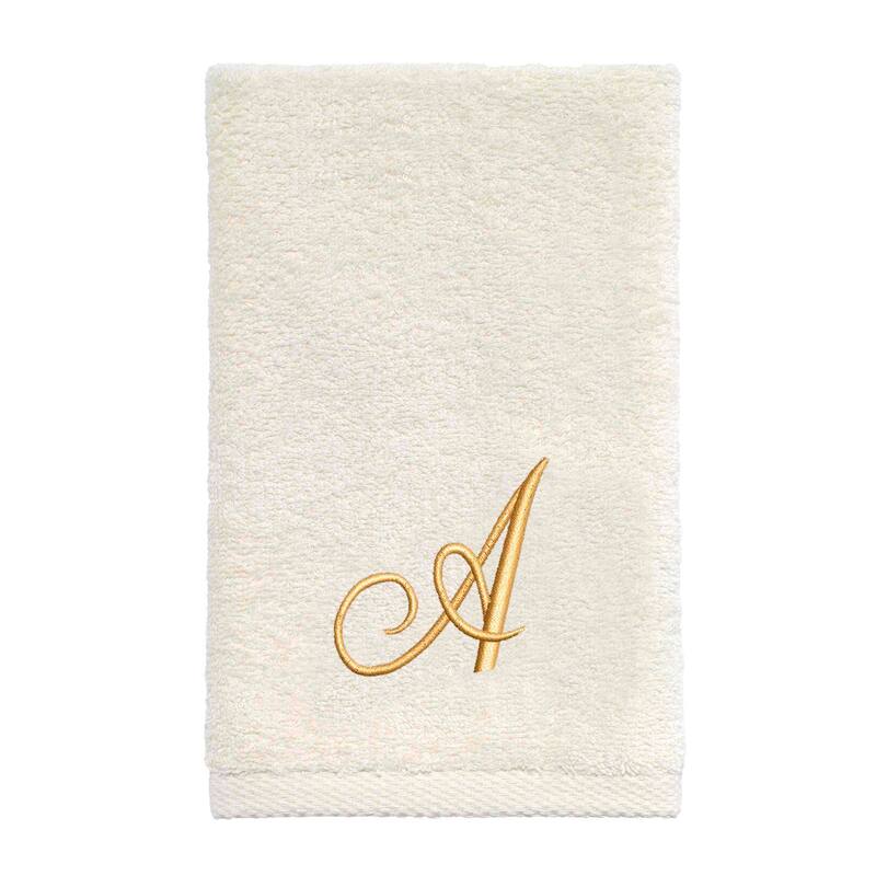 Avanti Linens Ivory/Gold Script Monogram Fingertip Towel Letter A - Fingertip Towel