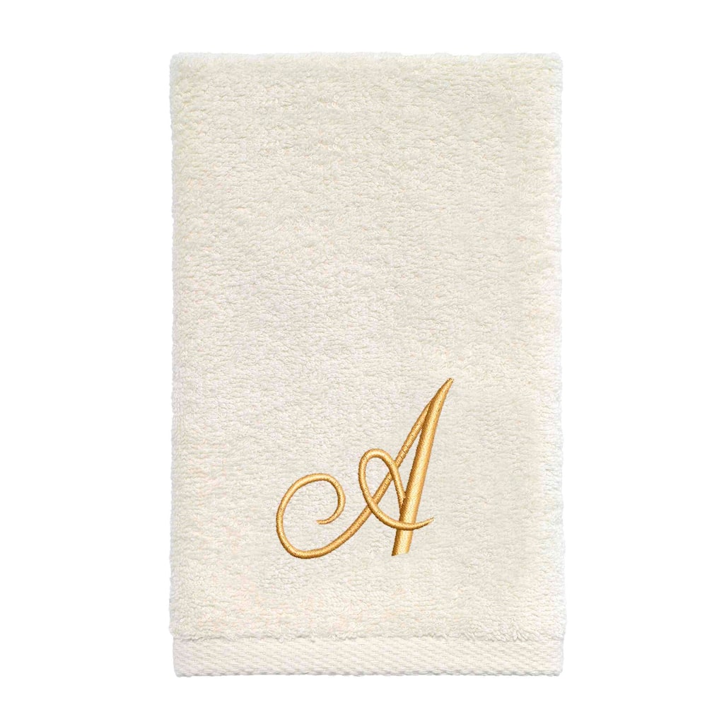 Avanti Linens Ivory/Gold Script Monogram Fingertip Towel Letter A - Fingertip Towel