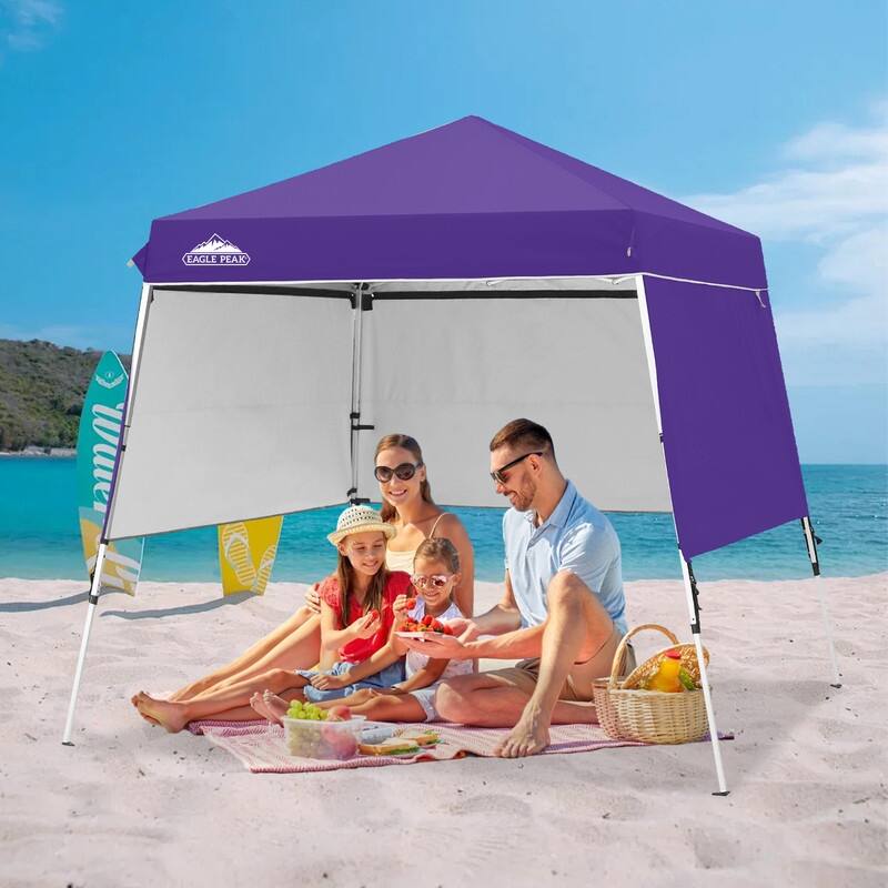 EAGLE PEAK Day Tripper 8x8 Aluminum Super-Lightweight Slant Leg Pop Up Canopy with 3 Removable Walls, Blue