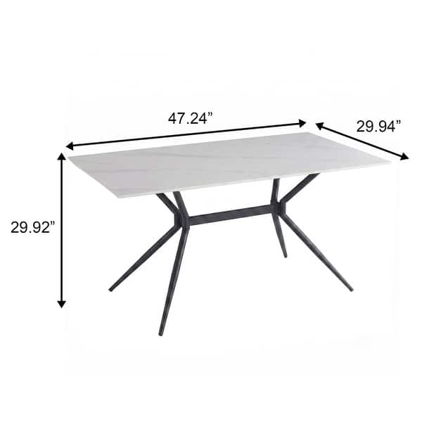 dimension image slide 4 of 20, Elega Modern Sintered Stone Dining Table Modern Trestle Base Powder-Coated Steel Frame Kitchen Table - 47"-71"