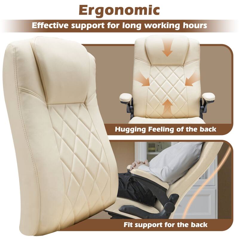 Executive Office Chair w/ Flip-Up Arms & Lumbar Support