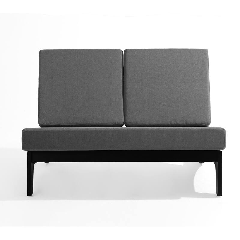 Outdoor 3-Piece Armless Lovesaet Sofa Conversation Set with Table