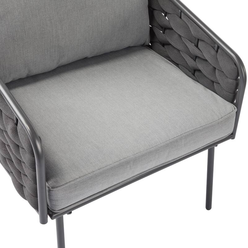 Roomfitters 4-Piece Outdoor Metal Patio Sofa Set with Cushions, Deep Seating Furniture for Garden or Balcony, Grey