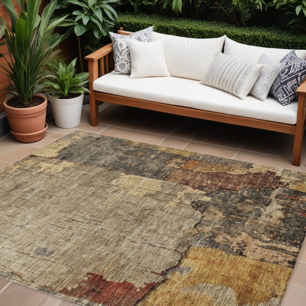 HomeRoots Abstract Transitional Rectangle Outdoor Rug