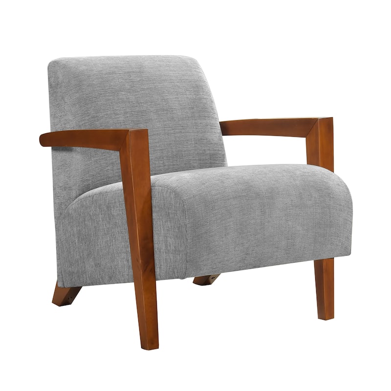 Lyle 28.5" Chenille Accent Chair - Chestnut Finish Solid Wood Frame - Gray
