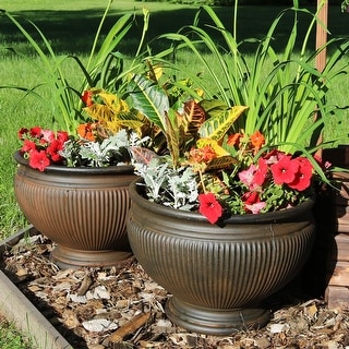 Sunnydaze Elizabeth Outdoor Double-Walled Flower Pot Planter