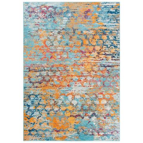 Rizzy Home Rothport Collection Turquoise Abstract Rug