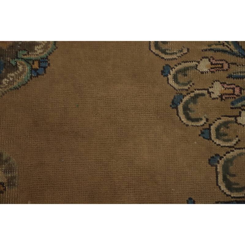Hand Knotted Oriental 100% Wool Carpet Traditional Floral Brown Tabriz Area Rug - 12' 9'' X 9' 6''
