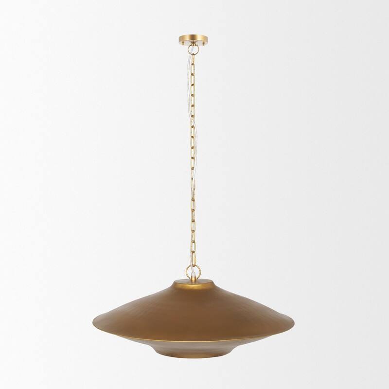 Titus 1-Light Brass Finished Metal Disc Pendant - 24.0L x 24.0W x 8.0H
