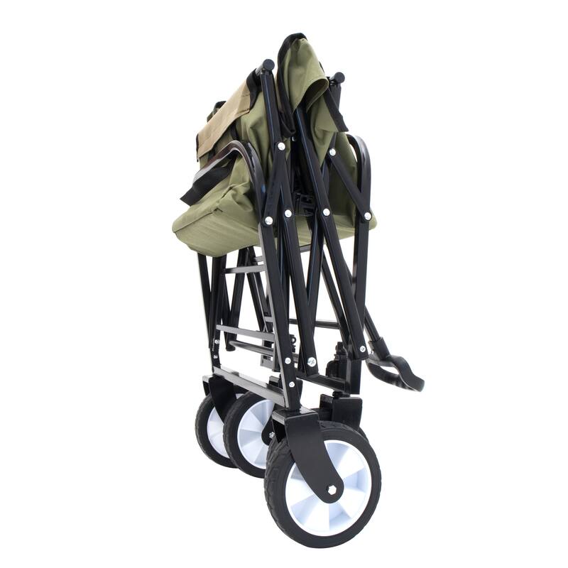 Collapsible Foldable Wagon Cart Beach Wagon Heavy Duty Utility Cart For For Camping With 3Pcs Plastic Liner Bag