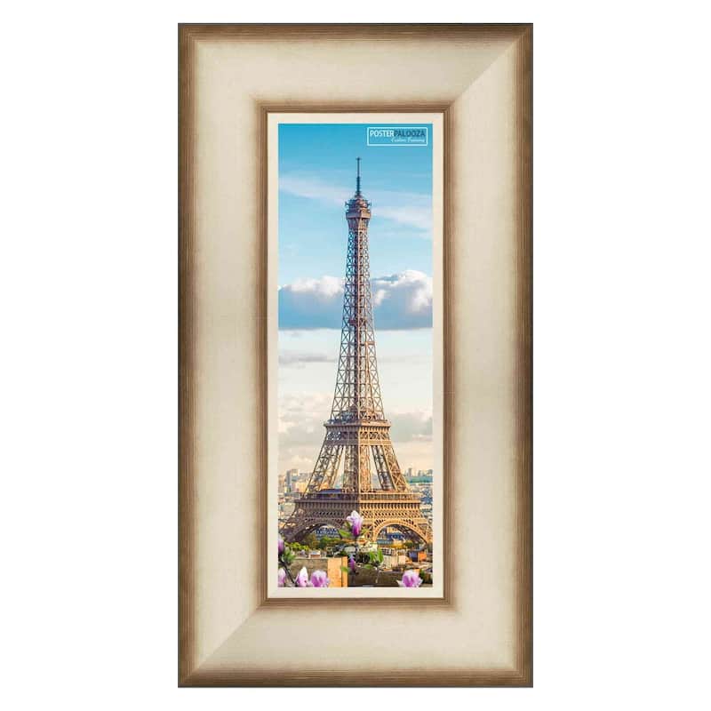 40x16 Traditional Antique Silver Complete Wood Panoramic Frame with UV