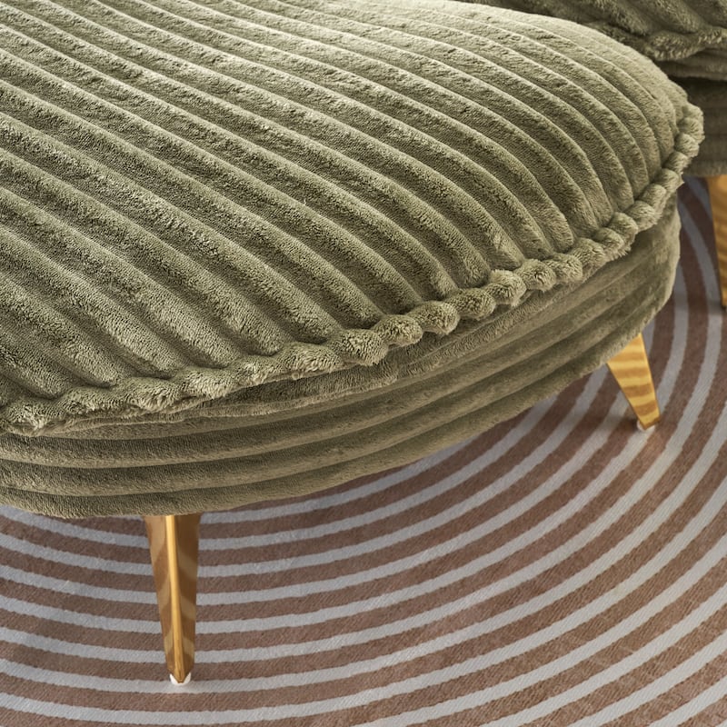 Modern 65-Inch Corduroy Loveseat with Metal Trim, Perfect for Apartments & Offices