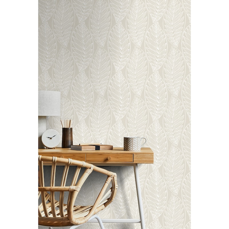 Seabrook Designs Kira Leaf Husk Unpasted Wallpaper