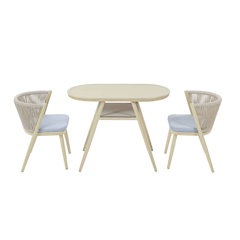 Small Space Mid-Century Modern 3-Piece Aluminum Outdoor Bistro Set by Furniture of America
