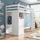 preview thumbnail 6 of 11, Twin Size Wood Loft Bed with Wardrobe, Storage Shelves and Ladder