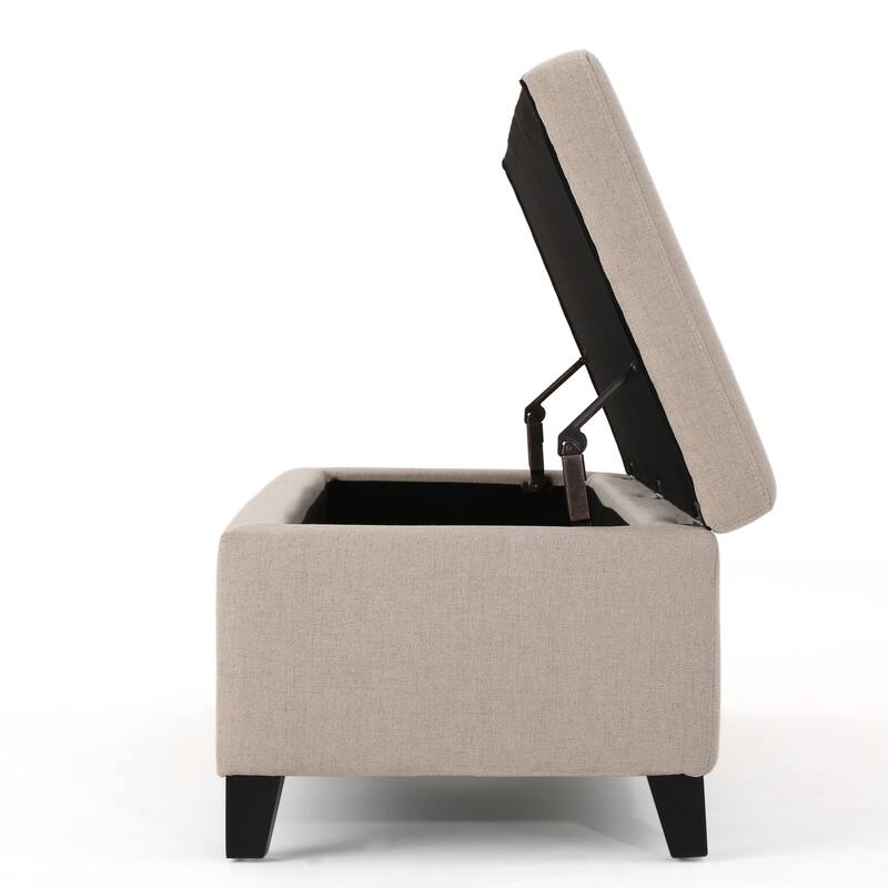 Wheat Contemporary Birch Wood Legs Storage Ottoman