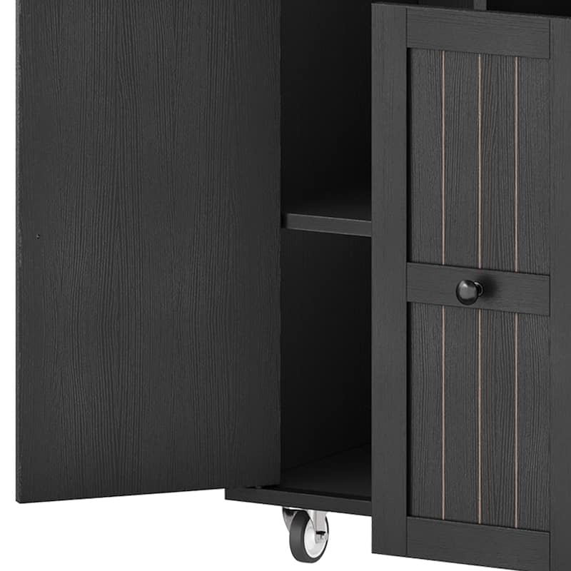 Moasis Wooden Kitchen Island with Drop Leaf Rolling Cart Extra Large Work Surface and Storage Drawers Towel Spice Rack