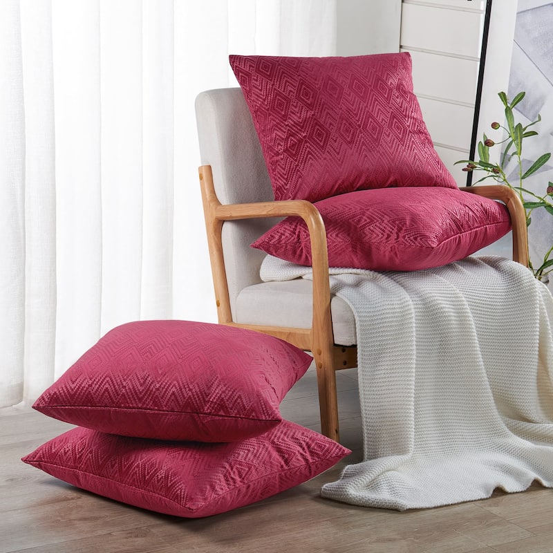 Tonopah Ikat Velvet Throw Pillow Cover Set, NO INSERT - 20" x 20" - Garnet