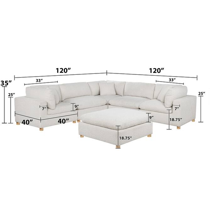 Best Quality Furniture 4-Piece Sectional Boucle Fabric