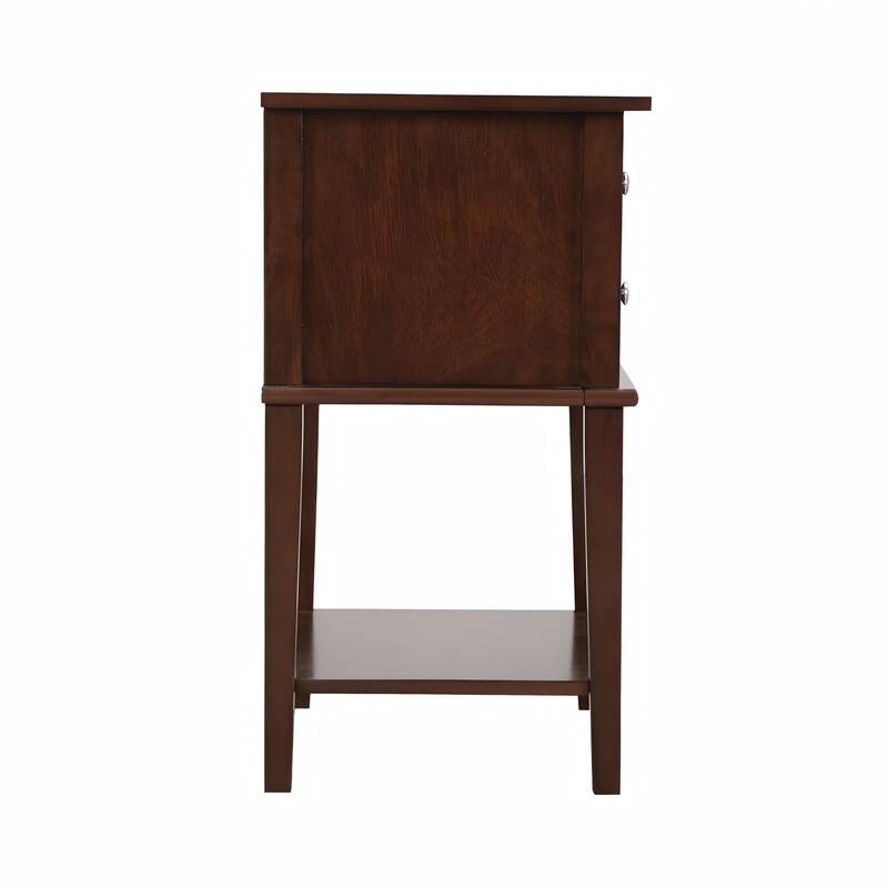 Nightstand with Roller Drawer Glides, Cappuccino Finish, Easy Assembly