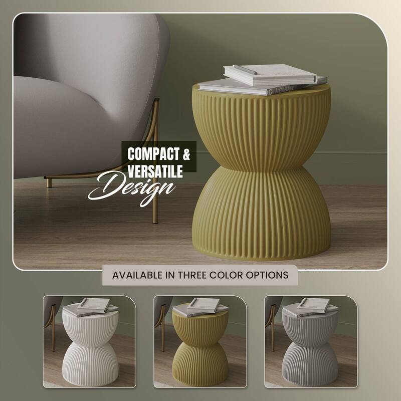 15" Wide Side Table in Painted Fiberstone with Hourglass Design Spire Collection