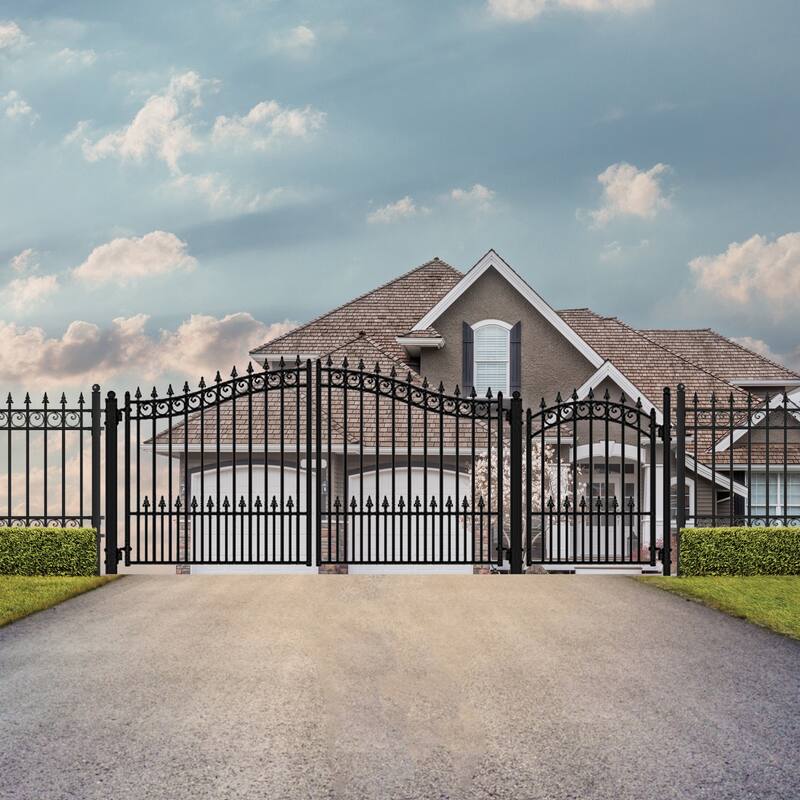 ALEKO Steel Dual Prague Style Driveway 16 ft Gate with Pedestrian Gate - 16 ft x 6 ft / 5 ft x 4 ft