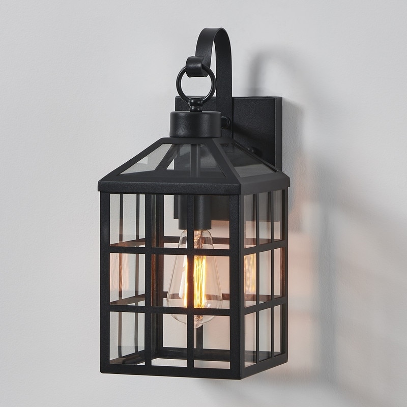 KAWOTI 1 -Light 15.8‘’ H Matte Black Hardwired Outdoor Wall Light - W6.75" * 8.25" * H15.75"