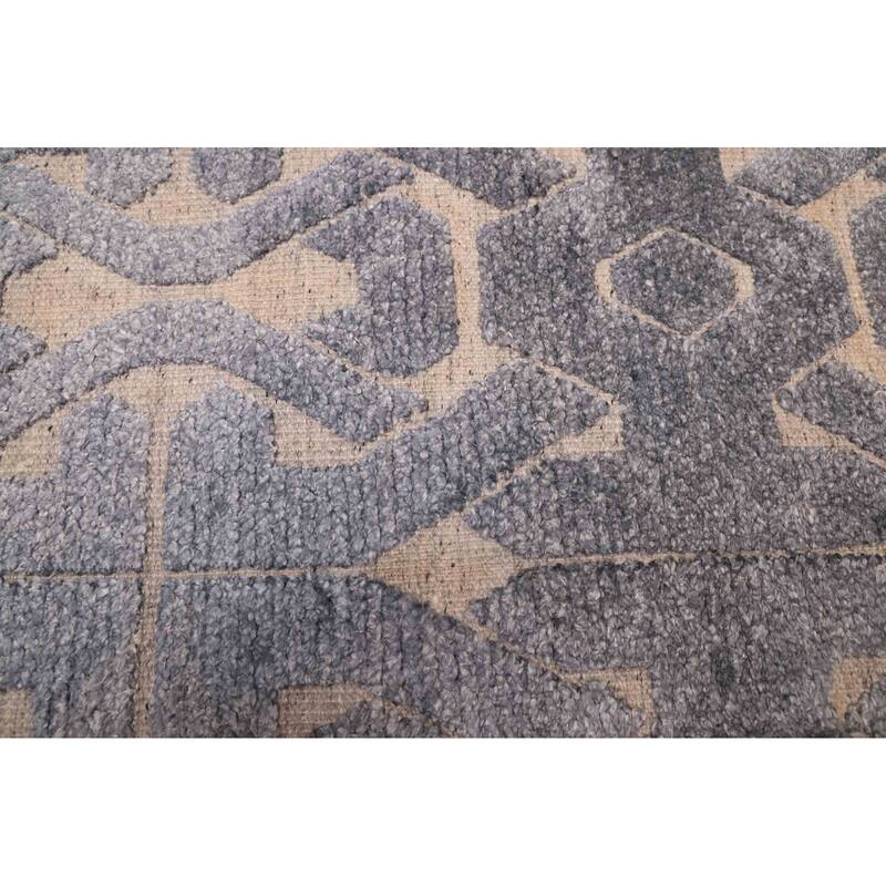 ECARPETGALLERY Hand-knotted Tangier Light Denim Blue Silk, Wool Rug - 5'1 x 8'1