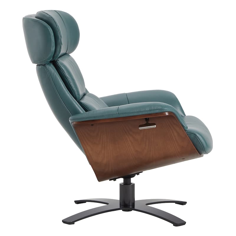 Spruce & Spring Leon Swivel Recliner Chair with Ottoman Set and Adjustable Headrest