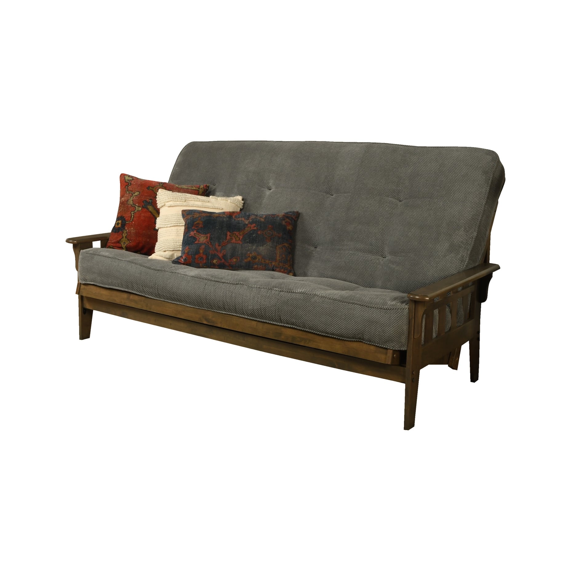 Somette Tucson Queensize Futon Set in Rustic Walnut Finish with