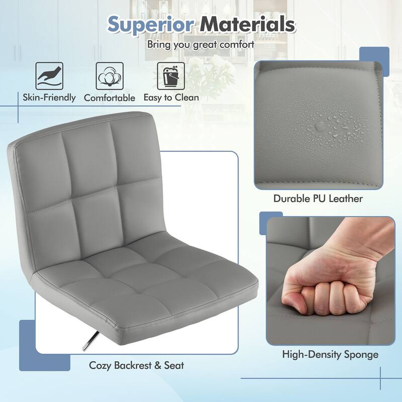 Gymax Adjustable Swivel Bar Stool Counter Height Bar Chair PU Leather