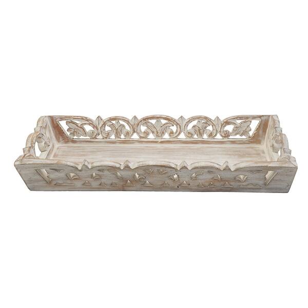 Rustic Farmhouse Decorative Serving Tray With Handles 20 X 10 X 2 5 Overstock 32235520