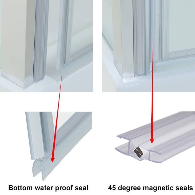 Elegant Adjustable Width Frameless Pivot Swing Shower Door with 1/4 inch Transparent Tempered by Certified Glass Door