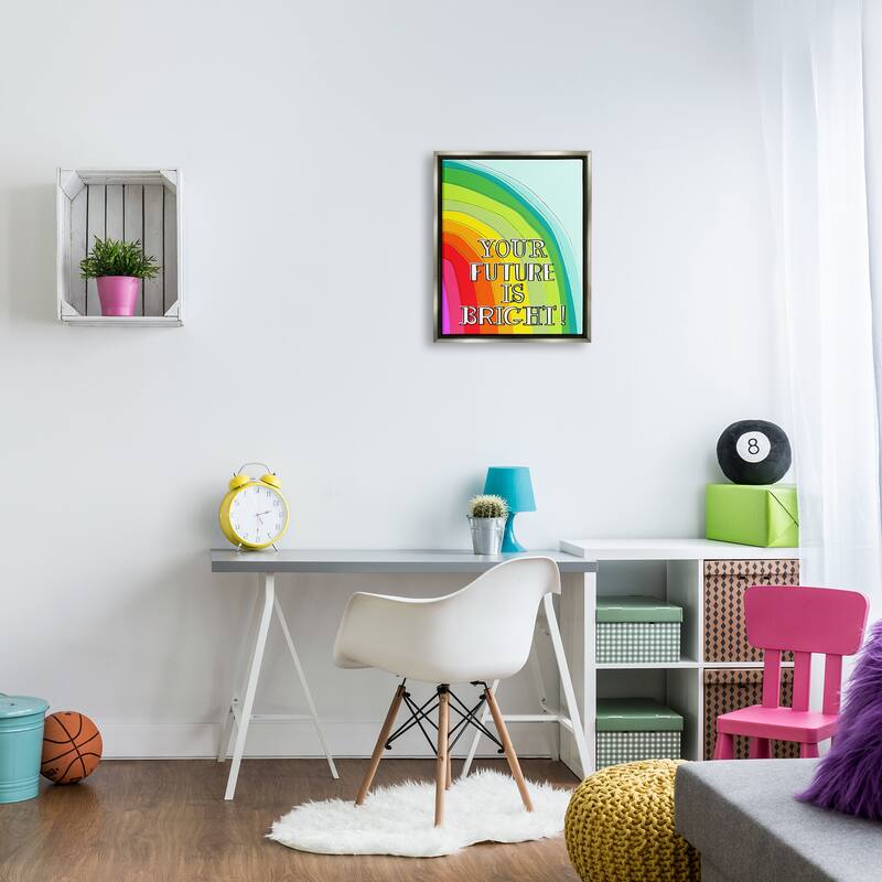 Stupell Future Is Bright Phrase Framed Floater Canvas Wall Art Design by Pragya Kothari