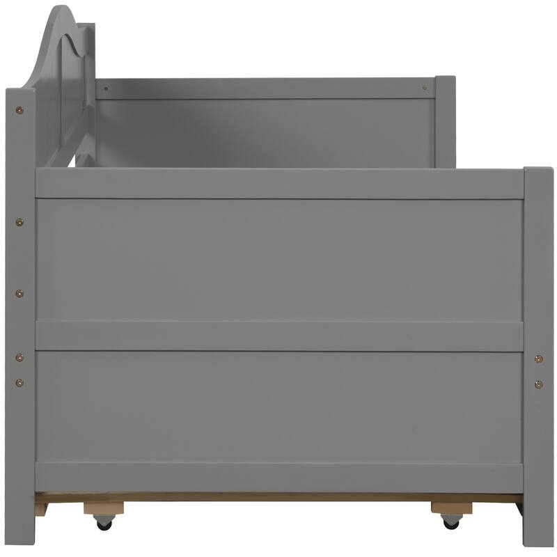Twin Size Daybed with Trundle and Pine Wood Frame, Space-Saving Design
