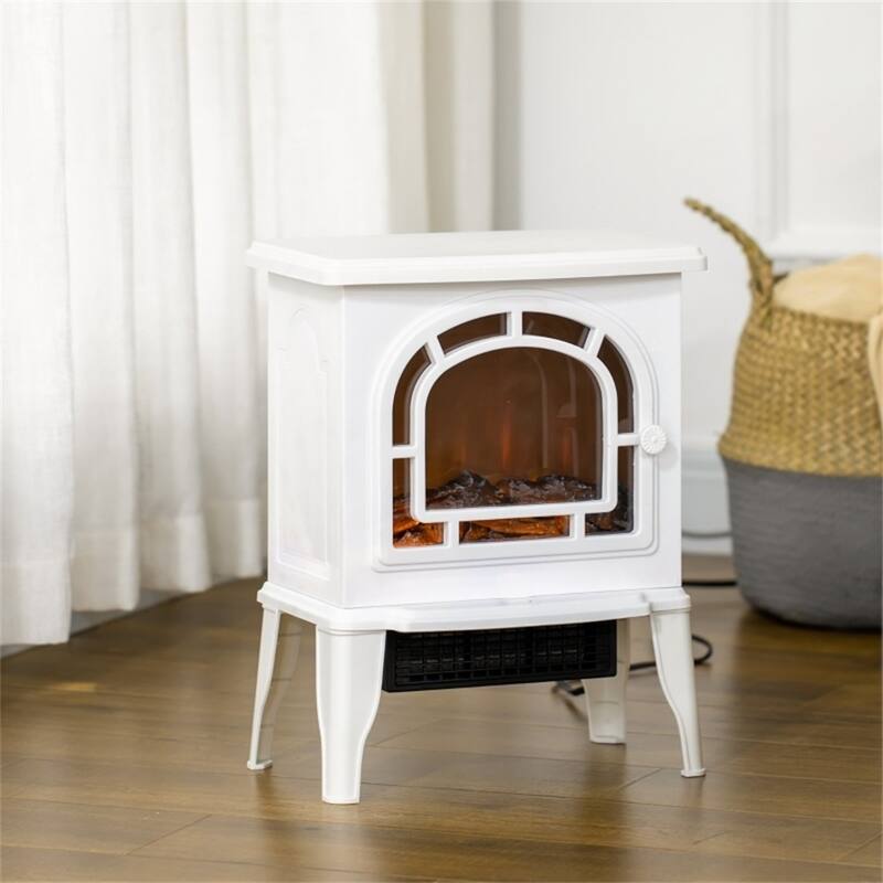 323 sq. ft. White Freestanding Electric Heater with 5120BTU Heat and Auto Shut-Off Safety Feature - 14.25" W x 9.5" D x 18" H
