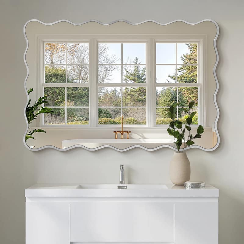 Rectangle Metal Framed Wavy Wall Mirror