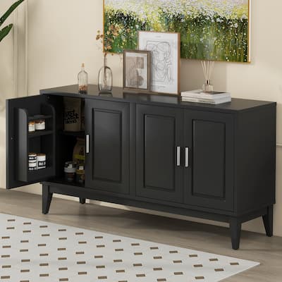 Buffet Cabinet with Door Shelf, Sideboard Cabinet with Adjustable Shelves, Wood Storage Cabinet with Conical Feet