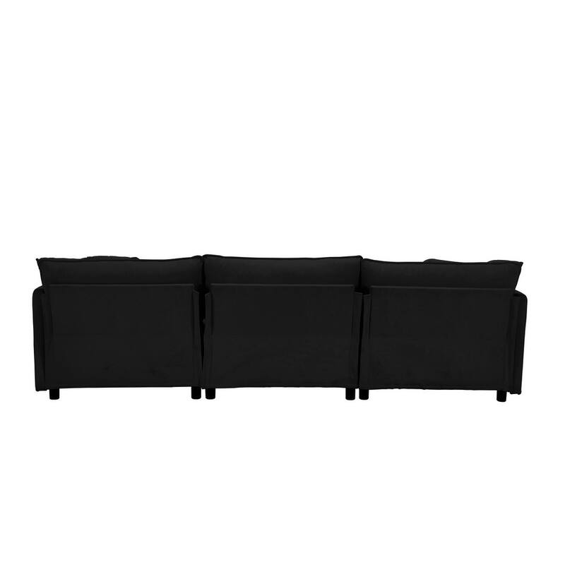108" L-Shaped Chenille Sectional Sofa with Movable Ottoman