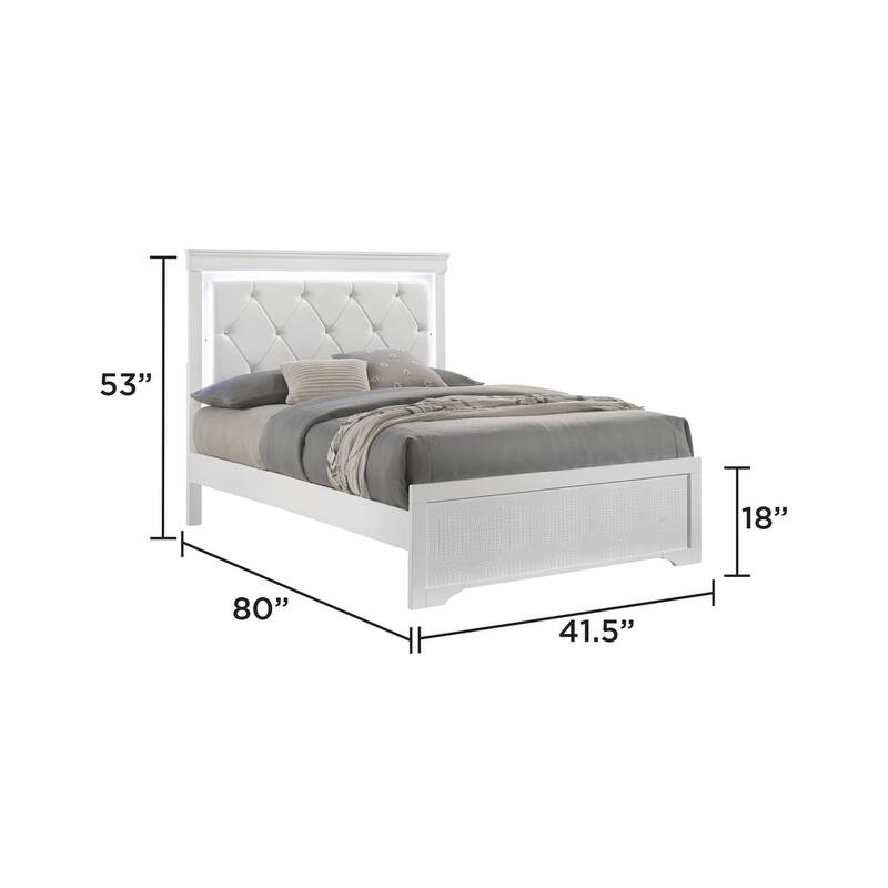 Blaze Upholstered Modern Style Bed Made With Led Headboard & Wood