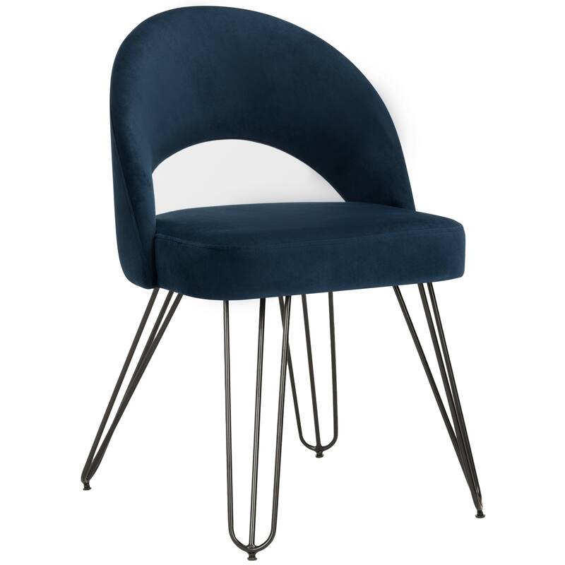SAFAVIEH Ronna Velvet Retro Navy Side Chair (Set of 2) - 21Wx24Dx32H
