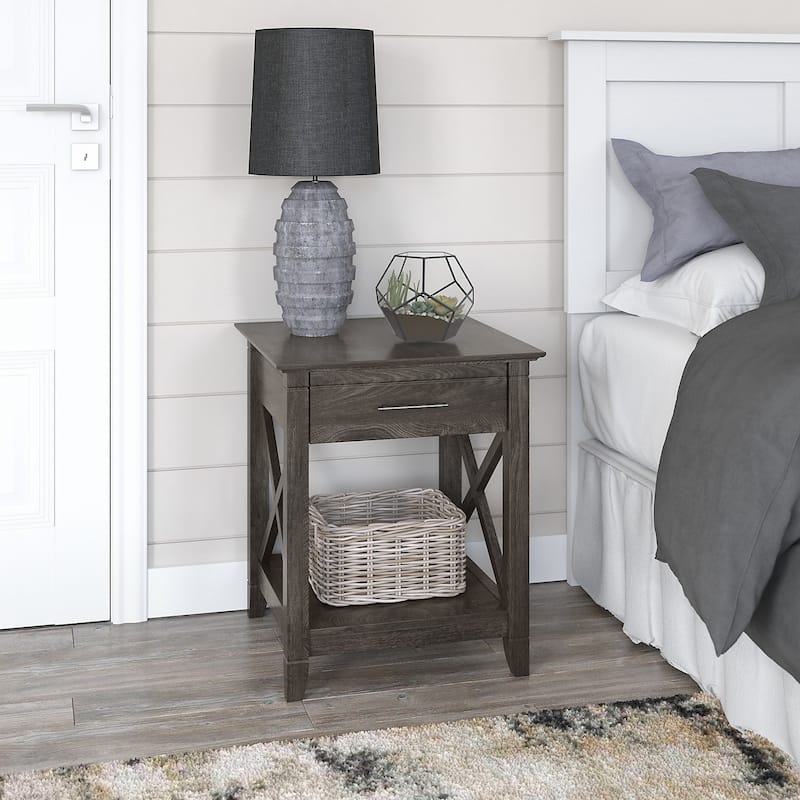 Key West Coastal Box Drawer Nightstand by Bush Furniture