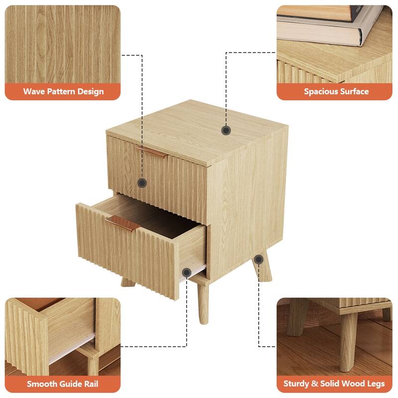 2-Drawer Wood Nightstand