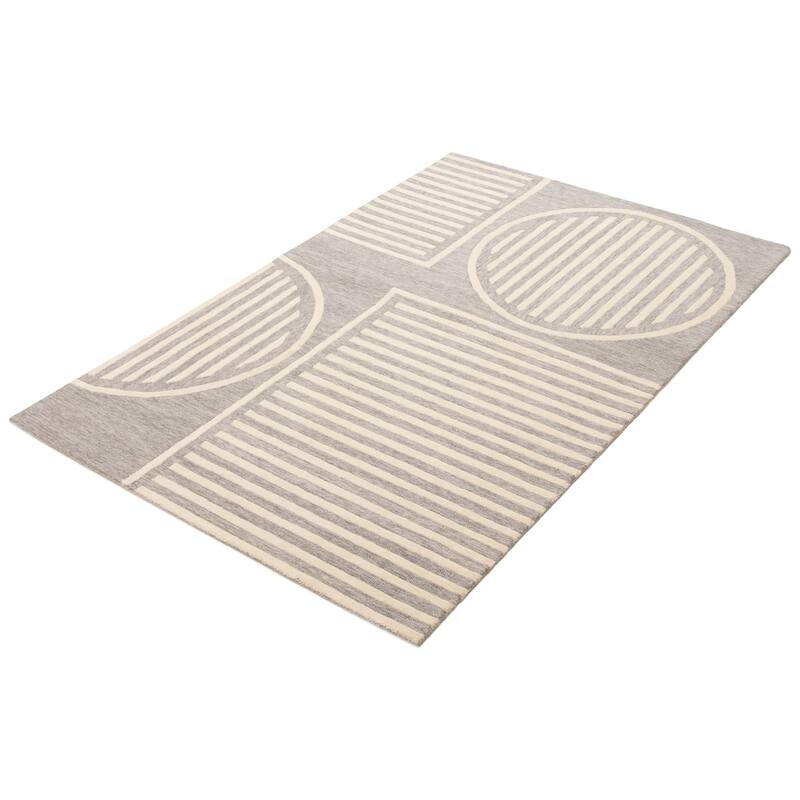 ECARPETGALLERY Hand Tufted Timeless Grey Wool Rug - 5'0 x 7'7